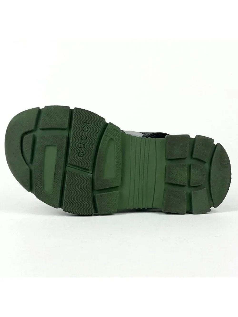 Gucci Logo Mesh Sandals Shoes Leather Rubber Khaki